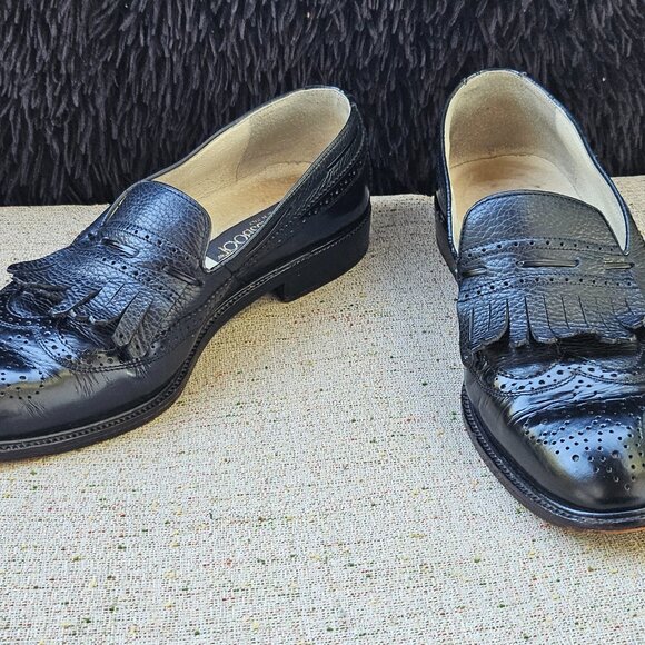 Brassboot Men Shoes Black Leather Loafer Kiltie Slip On Size 9.5M Made Italy main image 9